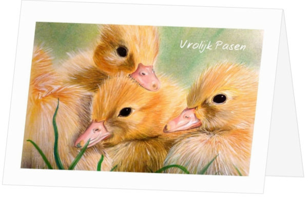 Paaskaart eendjes schilderij Pasen