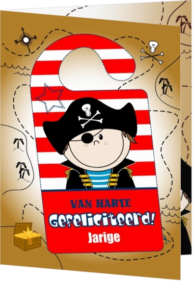 Verjaardagskaart kind piraat deurhanger