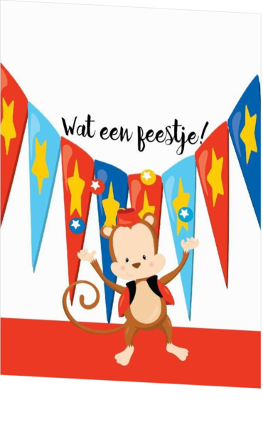 Verjaardagskaart voor kinderverjaardag - verjaardagskaart-3-jaar-circus-aapje-mak17063007v ek