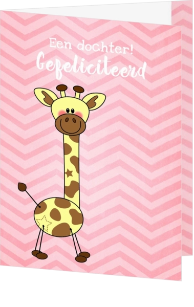 baby felicitatie giraffe roze
