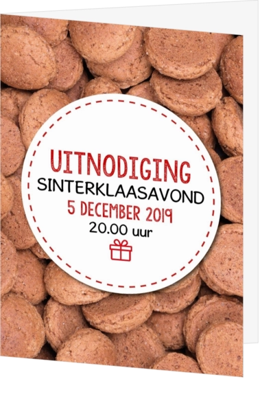 Sinterklaaskaart uitnodiging sinterklaasavond met kruidnoten