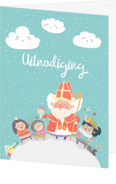 Sinterklaaskaart met Sinterklaas en kleine kindjes
