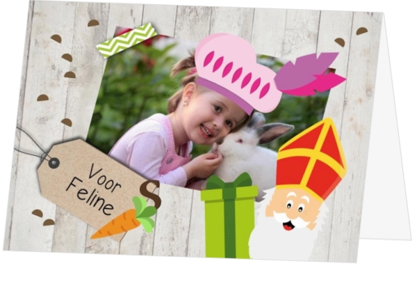 Sinterklaaskaart met eigen foto en pietenmuts