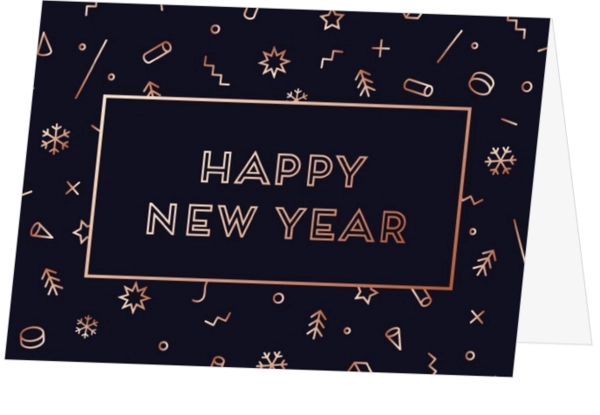 Nieuwjaarskaart happy new year confetti met kader
