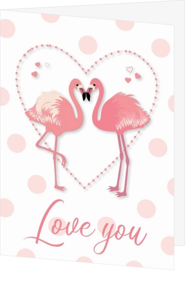 Liefdeskaart flamingo stel
