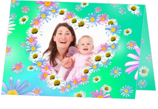 Moederdagkaart bloemen hart voor moeder