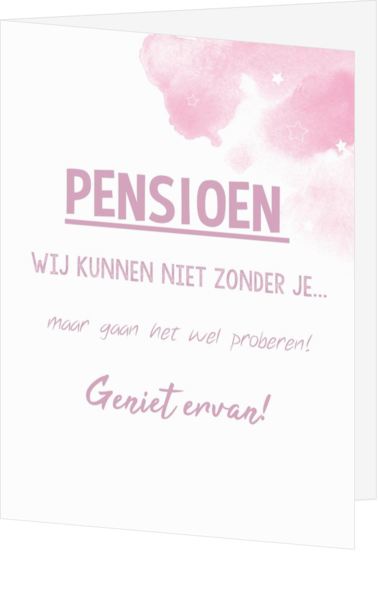 Kaart tekst pensioen roze