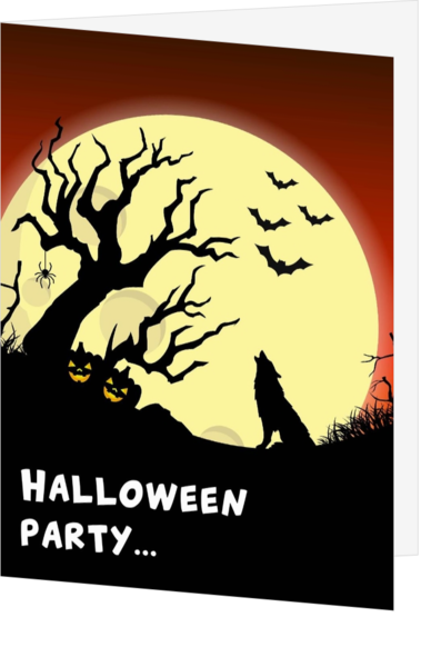 Halloween kaart party weerwolf