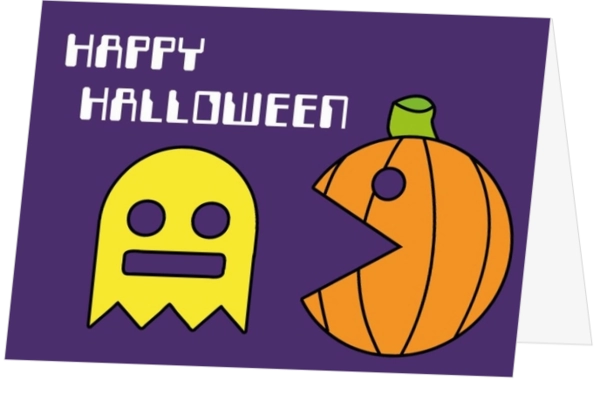 Halloween kaart met Pac-Man