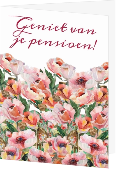 Kaart voor pensioen met bloemen