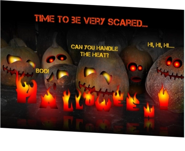 Halloweenkaart 'Vreemde pompoenkoppen' 