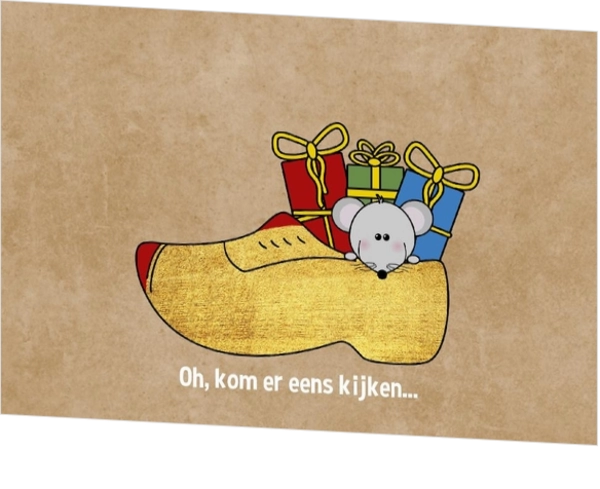 Sinterklaas Klomp met cadeautjes en een lief muisje