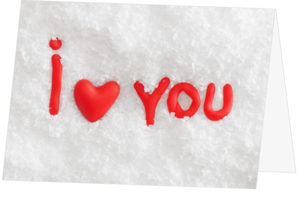 Valentijnskaart I love you sneeuw