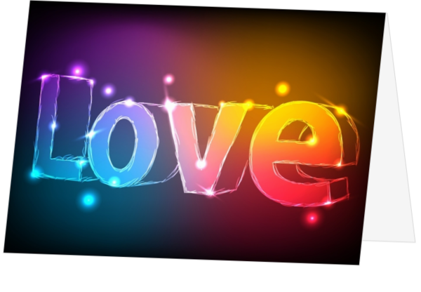 Liefdeskaart met neonletters Love