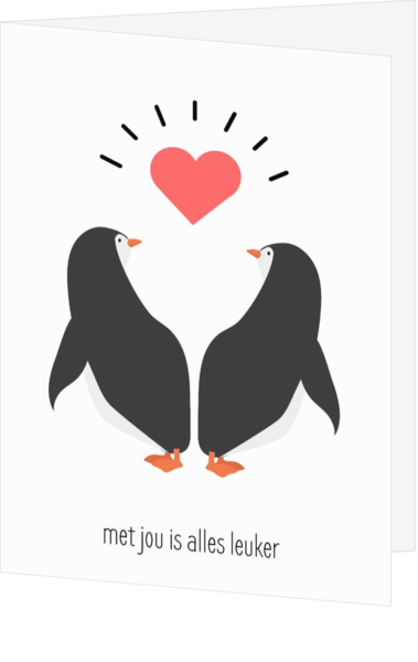 pinguin speels valentijnskaart leuker