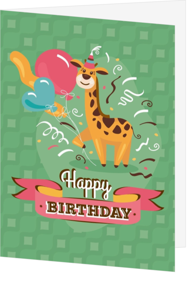 Verjaardagskaart feestende giraf