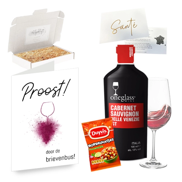 Borrel gift box - One glass wine- Proost door de brievenbus