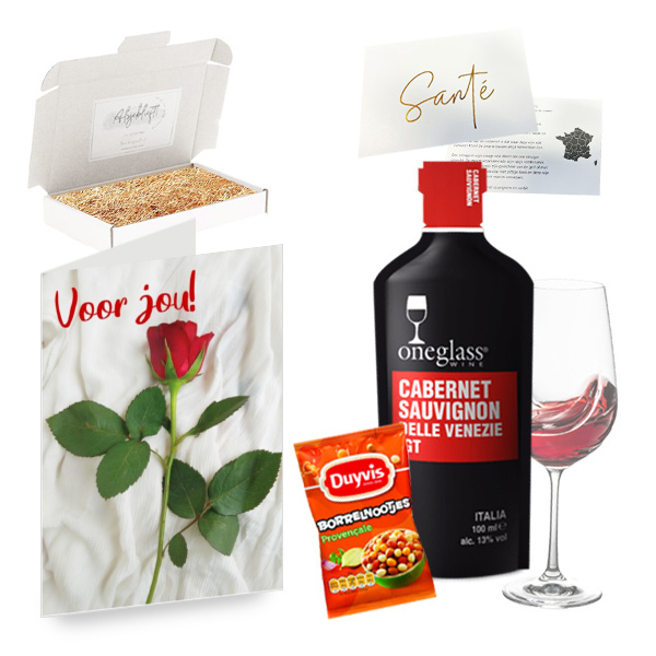 Borrel giftbox One glass Wine - moederdag kaart voor jou!