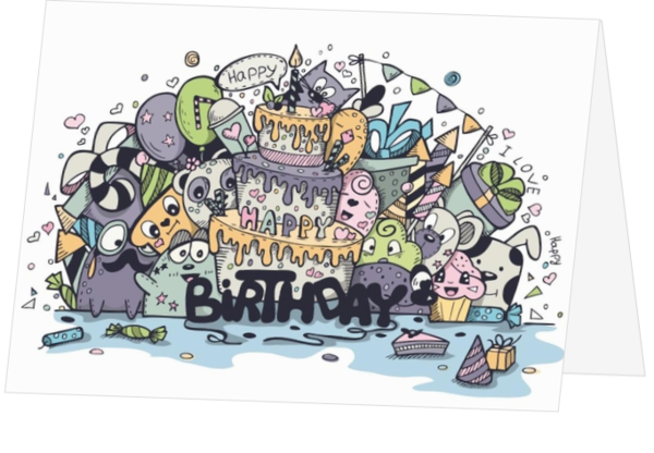 Happy birthday kaart met Cartoon 