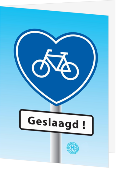 Rijbewijs kaart verkeersbord hartje fiets