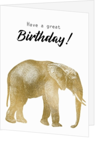 Verjaardagskaart maken en versturen - verjaardagskaarten-goud-olifant-jb17061603v