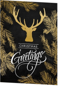 Kerst klassiek - kaart rendier merry christmas zwart
