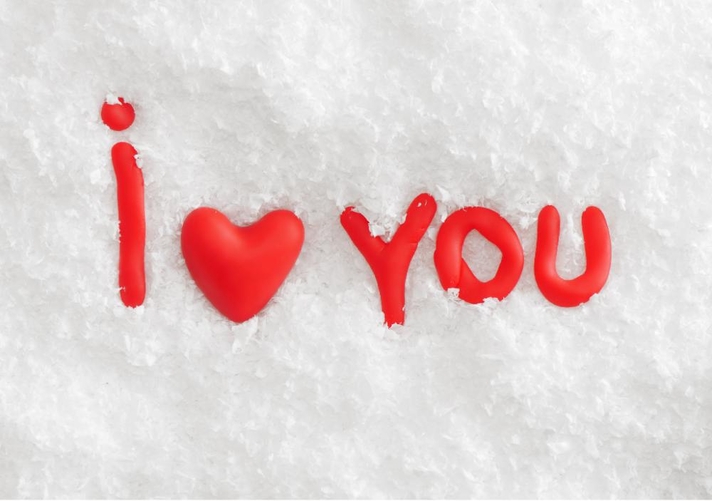 Valentijnskaart I love you sneeuw Voorkant