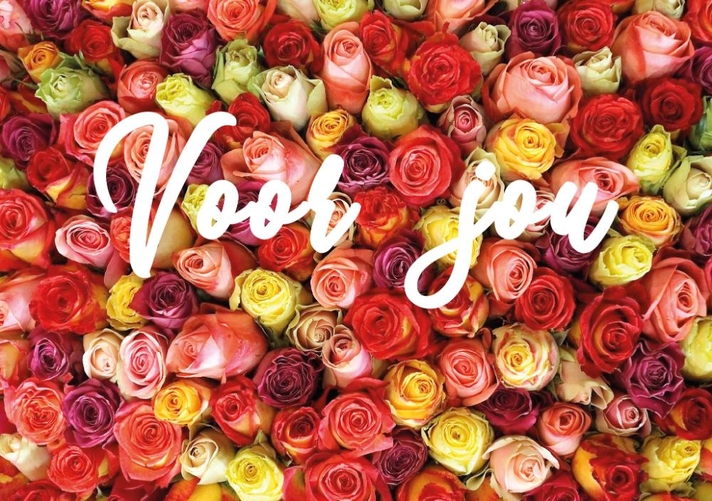 Gekleurde rozen met tekst voor jou! Voorkant