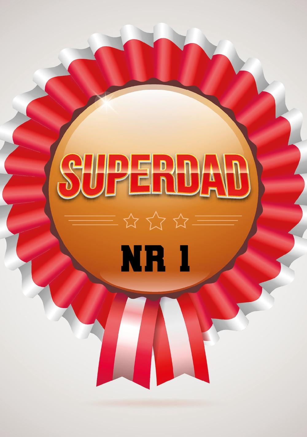 Vaderdagkaart met button superdad NR1 Voorkant