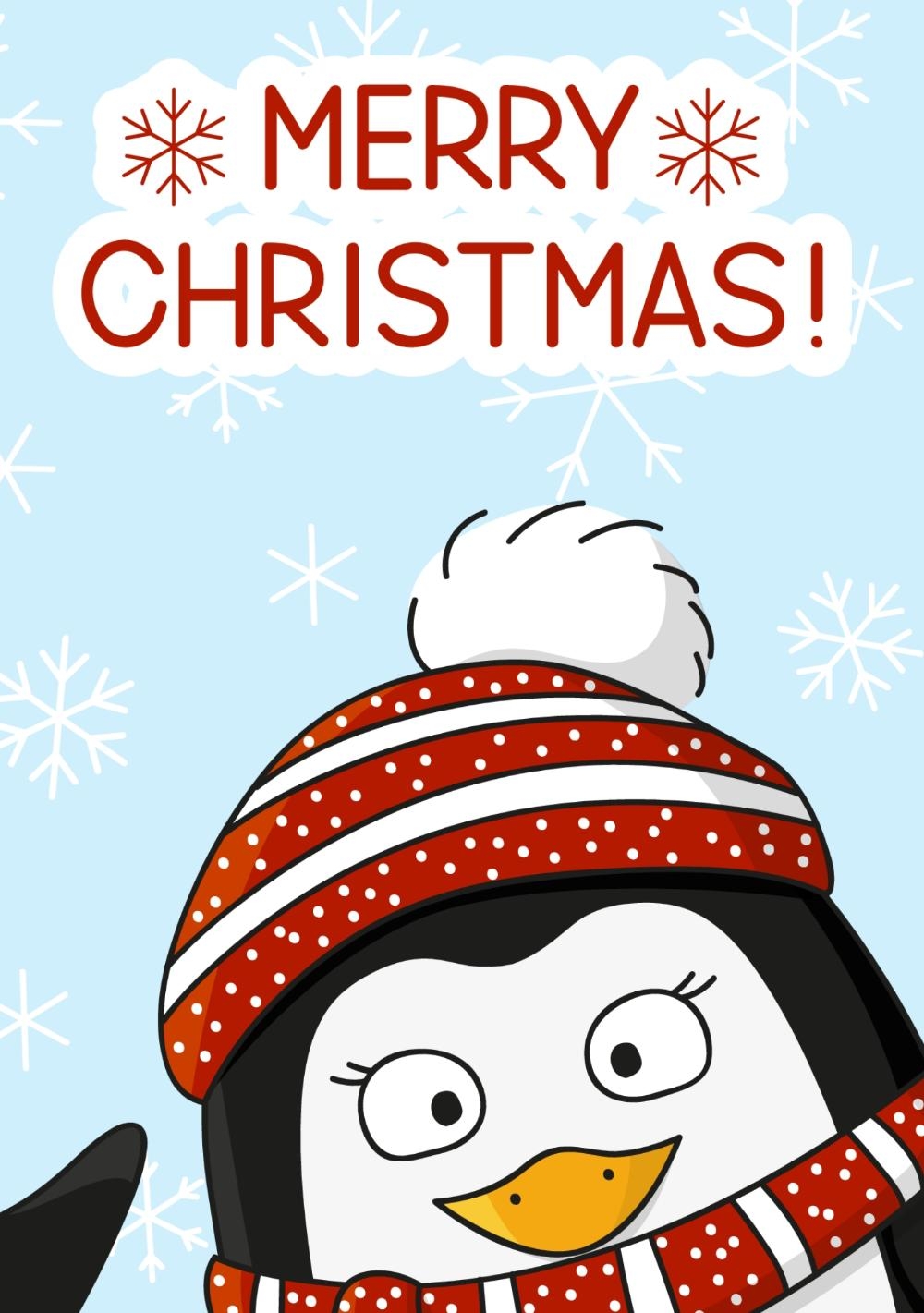 Merry Christmas Pinguin Voorkant