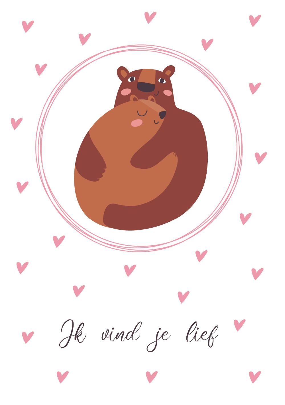 Liefdeskaart beren koppel Voorkant