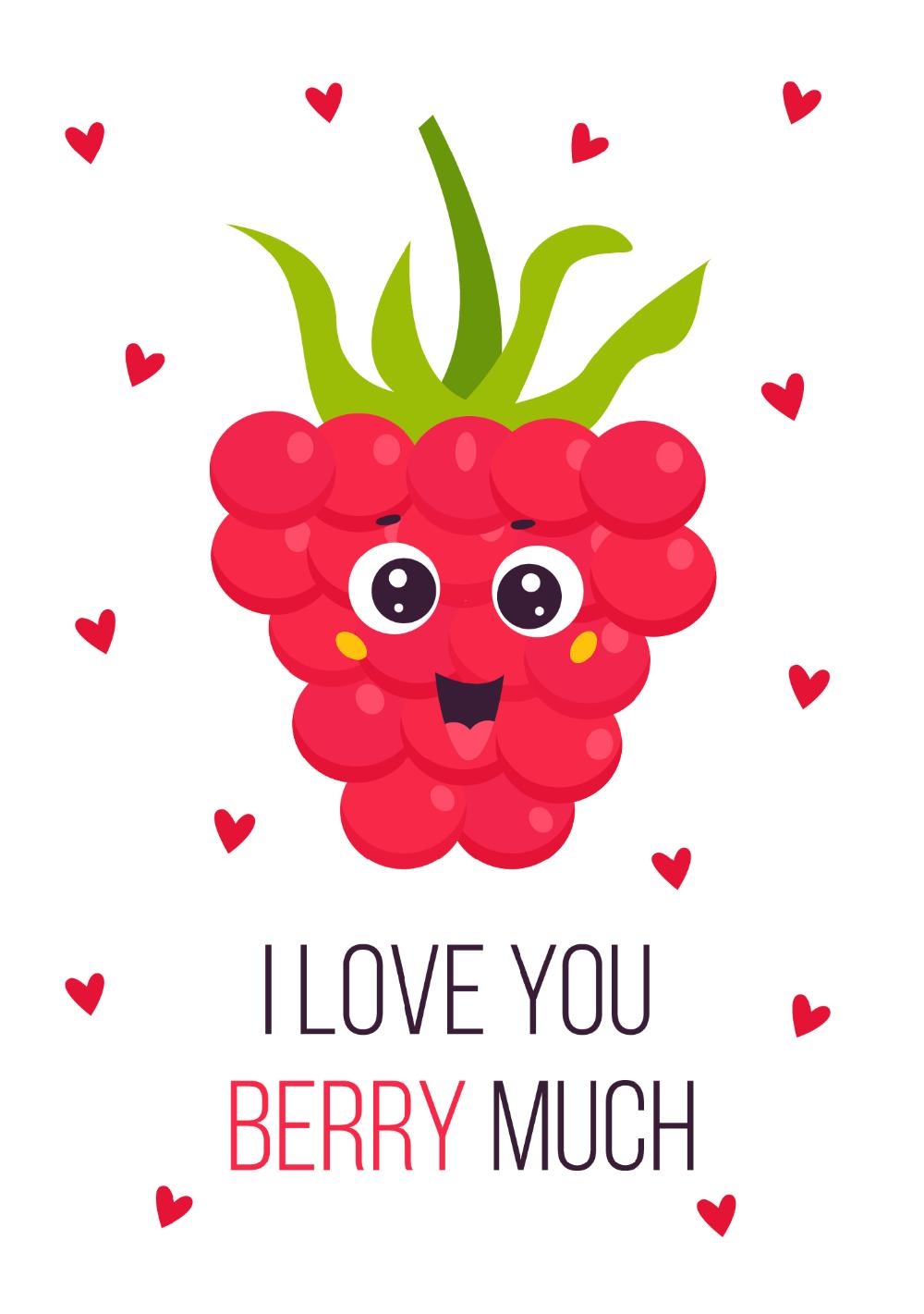 Liefdeskaart I love you berry much Voorkant