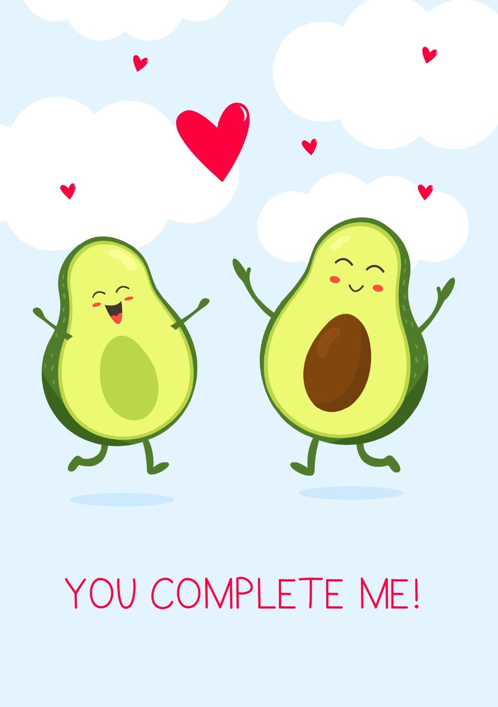 Liefdeskaart verliefd avocado koppel Voorkant