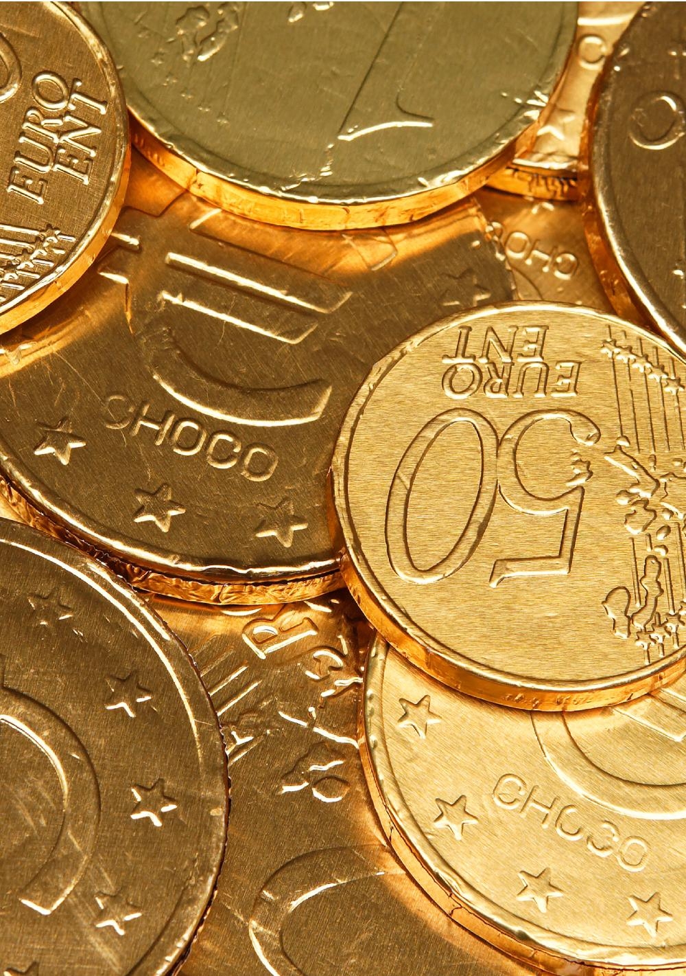 Sinterklaaskaart chocolade euro munten Voorkant