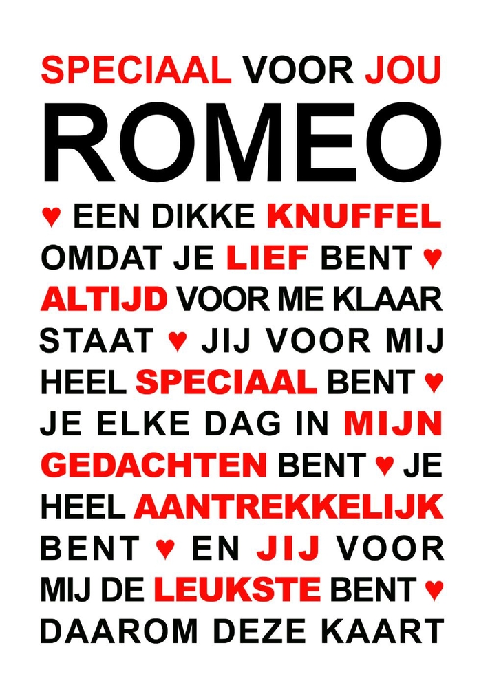 valentijn romeo woordenkaart Voorkant