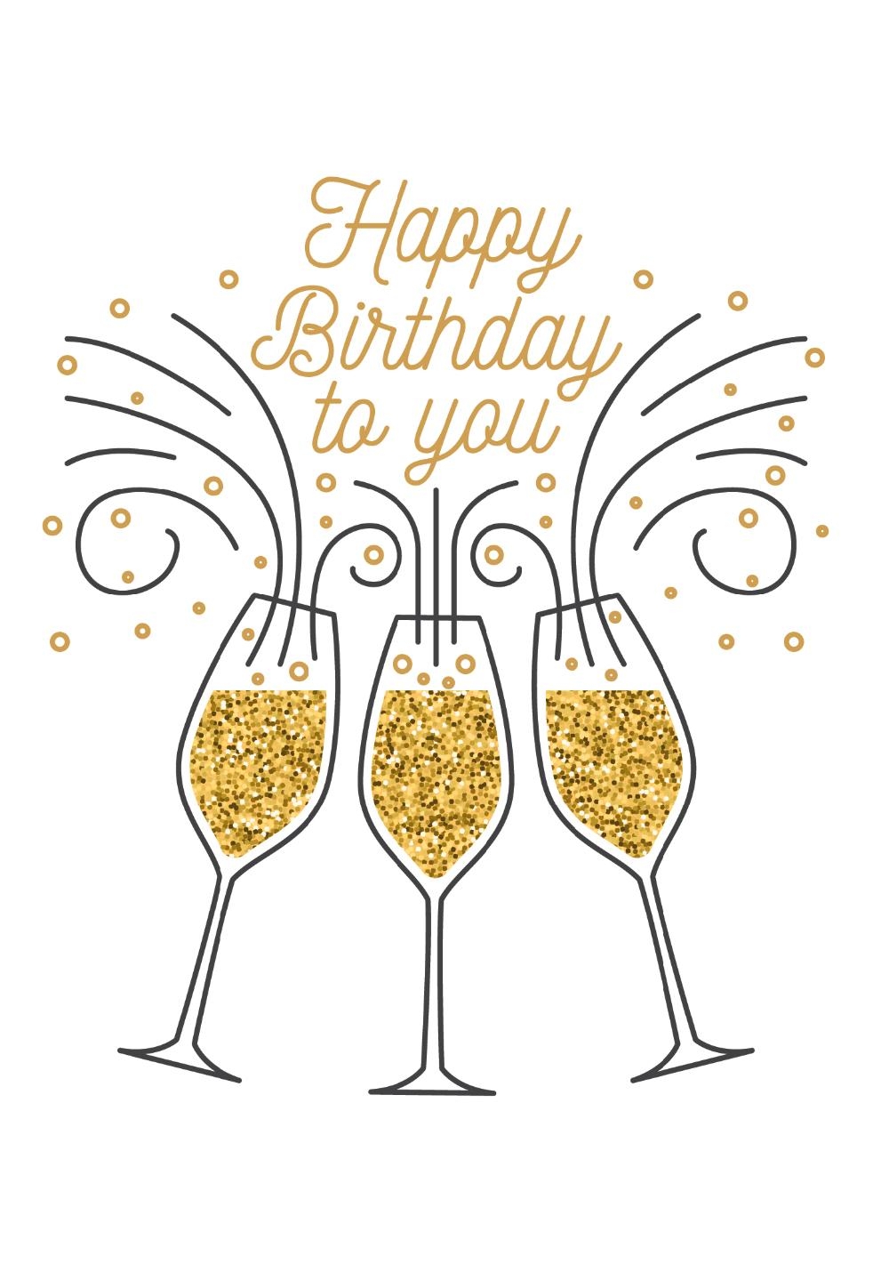 Verjaardagskaart champagneglazen Voorkant
