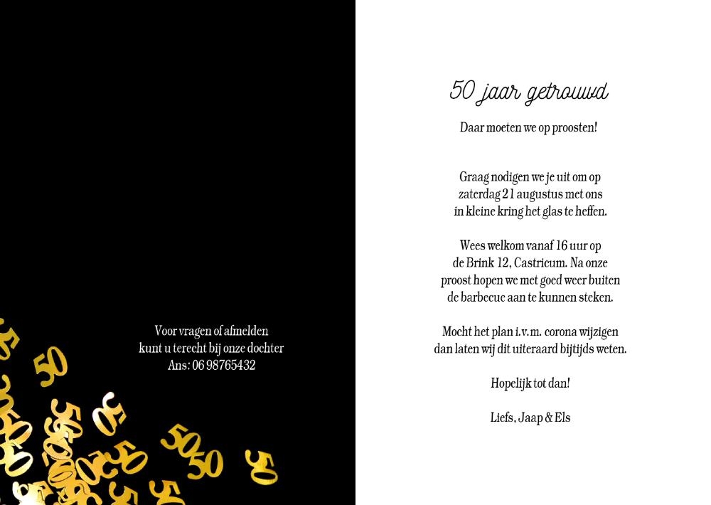 50 jaar goud jubileum confetti  Binnenkant