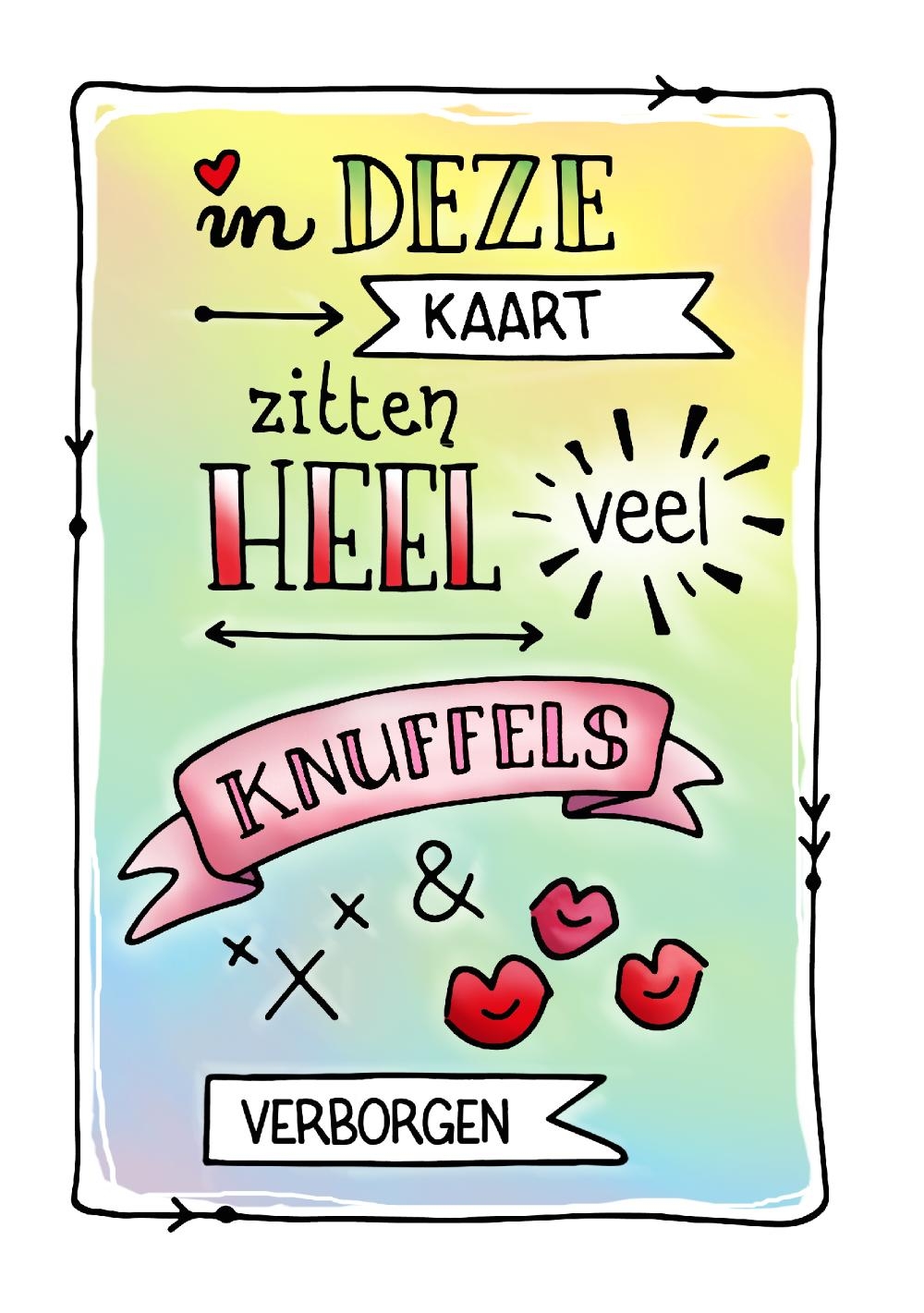 Meyella kennisgeving Uittrekken Liefdeskaart knuffels en kusjes verborgen | Kaartjeposten.nl