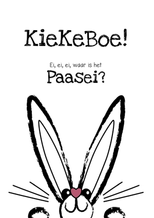 Hippe zwart-wit kaart voor Pasen met een grappig, lief haasje