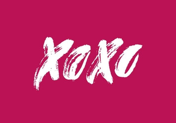 XOXO kaart met donkerroze achtergrond