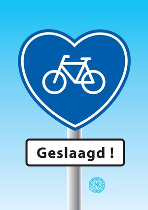Rijbewijs kaart verkeersbord hartje fiets