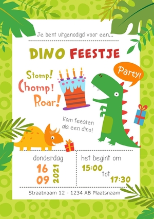 Uitnodigingkaart kinderfeestje Dino party