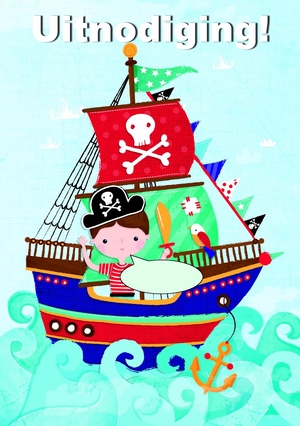 Uitnodigingskaart piratenboot